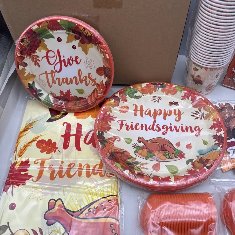189Pcs Thanksgiving Party Supplies Thanksgiving Plates And Napkins Thanksgivi...